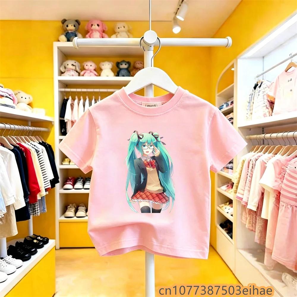 Future MIKU Line Hatsune Miku High Quality Pure Cotton Short Sleeve Printed Casual Fashion Clothes New For Boys Girls Outdoor