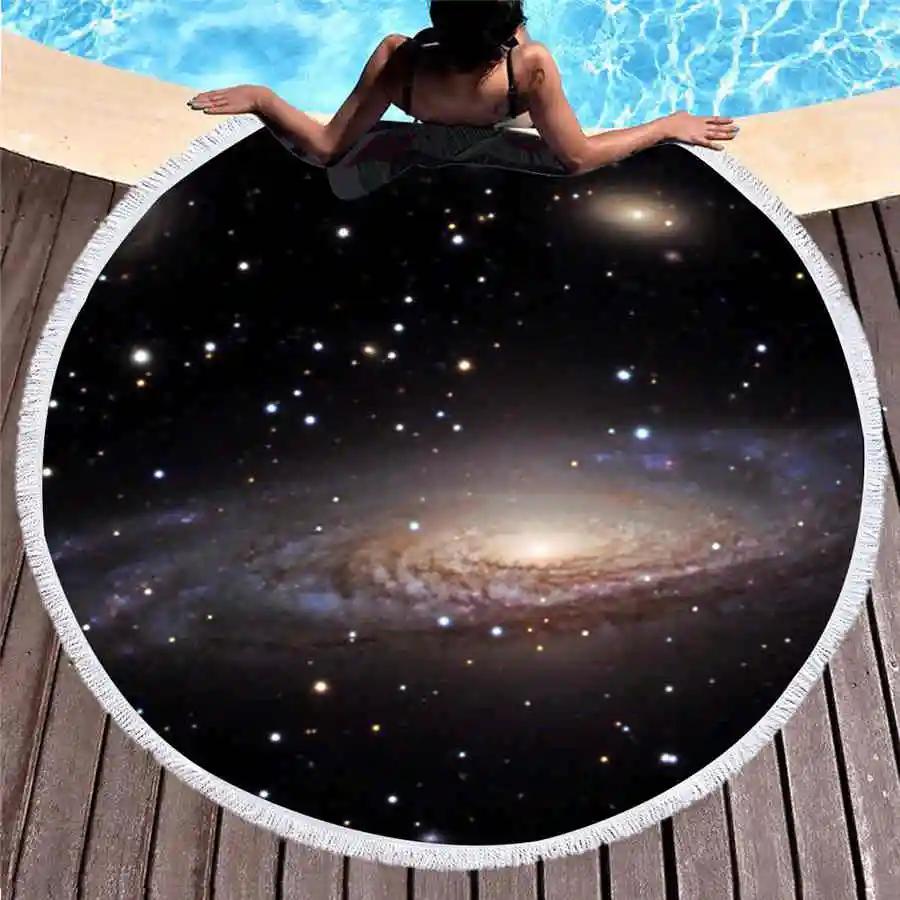 Swimming Towels Aldult Beach Tassel Towels Yoga Blanket Galaxy Round Wall Tapestry Beach Cover Up Bath Shawl Thick Camping Mat