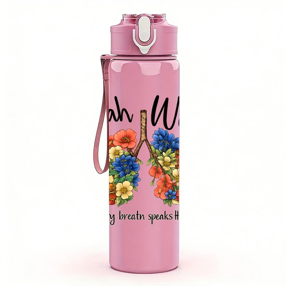 1PC You Meli Floral Wreath Text 750ml Color Plastic Sports Water Bottle Leakproof Flip Straw Lid Suitable for Sports Office Home Use