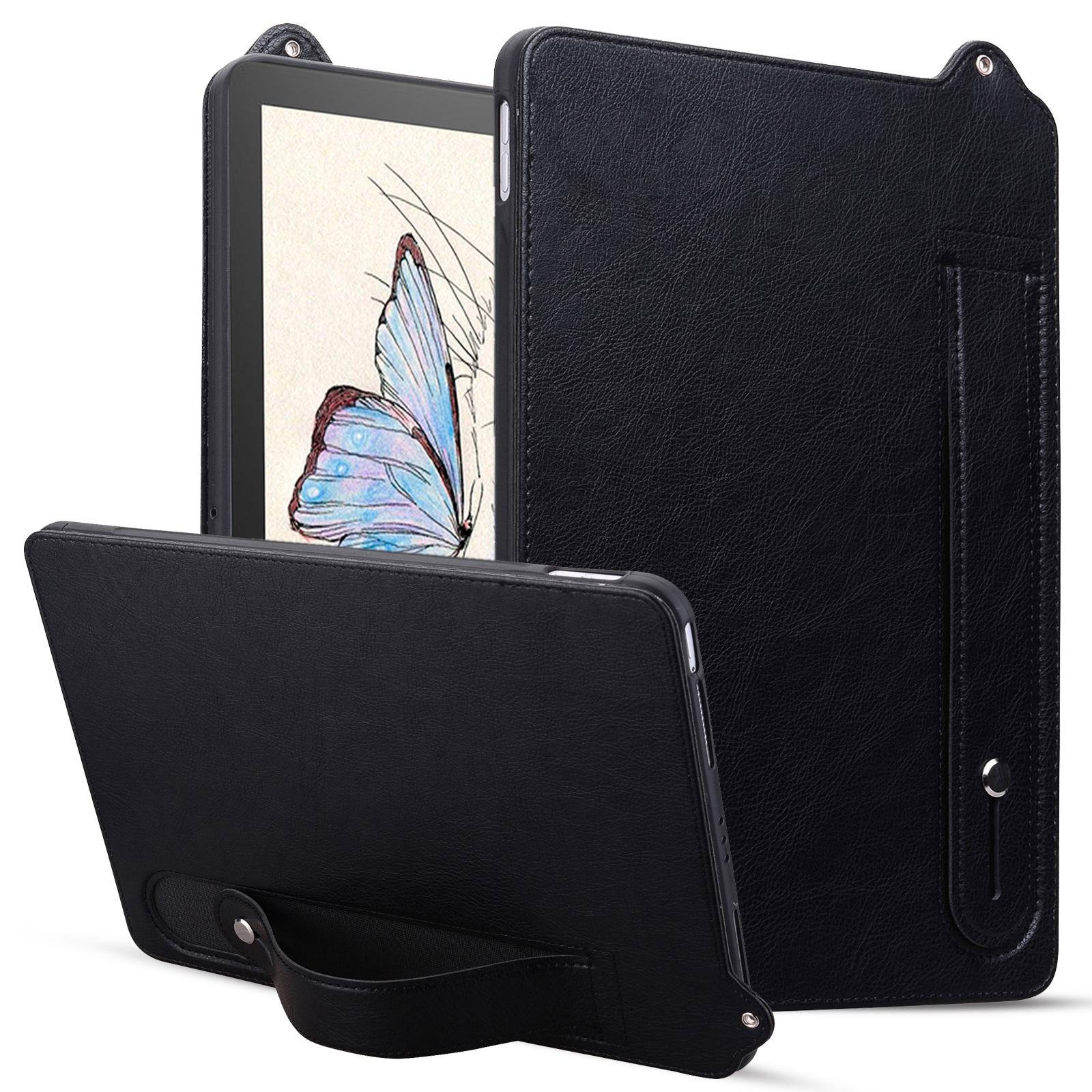 

For Amazon Kindle Paperwhite (2024) Case with Hand Strap Kickstand Leather Tablet Cover Black