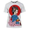 Summer Fashion Japanese Geisha Cool T Shirt Men Casual Fun Personality Harajuku Printed Round Neck Short Sleeve Streetwear Top