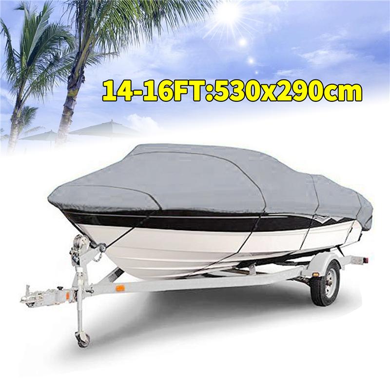 Boat Cover Yacht Outdoor Protection Waterproof Boat Cover Oxford Fabric Anti-smashing Tear Proof Silver Reflective 300D 11-22FT