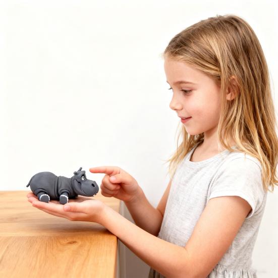 Yousheng 3D Printed Simulation Hippopotamus Figurine Movable Joints Hippo Statue River Horse Sculpture Educational Toy Animal Model Decoration