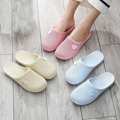 2024 Summer New Hole Sandals Flat Bottom Bag Head Slippers Women's Soft Bottom Non-slip Indoor and Outdoor Wear Casual Bathroom Mop