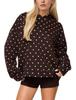 Women's Polka Dot Print Casual Loose Hoodie Sweatshirt for Autumn Winter