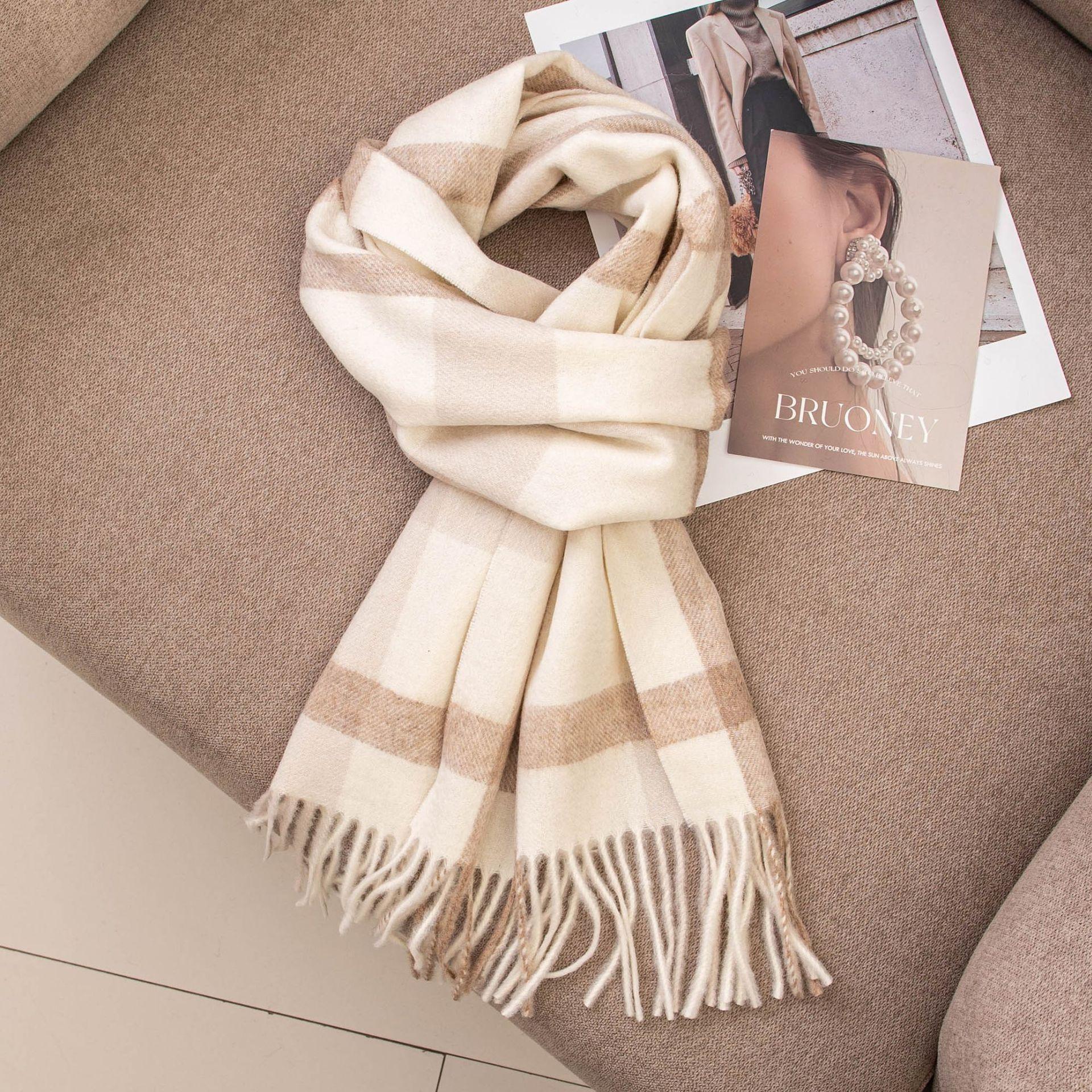 100% Шерстяной Шарф Осень И Зима Теплый Универсальный Клетчатый Шарф Женский Высококачественный Зимний Шерстяной Красный Шарф 180*30cm