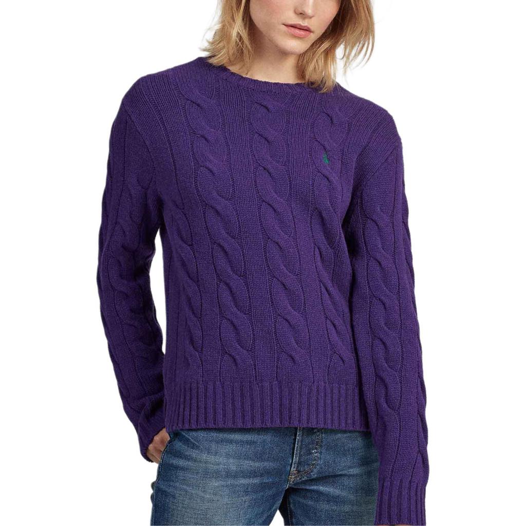 Polo Ralph Lauren Solid Color Logo Embroidered Cable Knit Sweater Women sweater Purple 211525764063