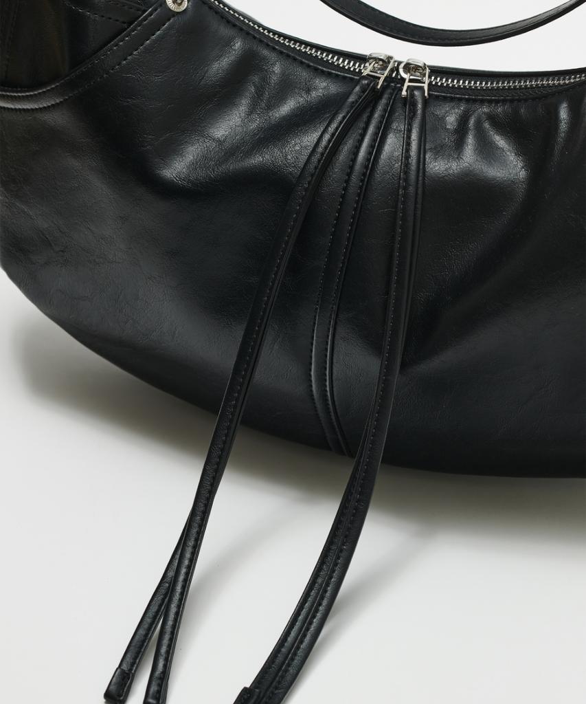 Maison Mined Leather Saddlebag Black