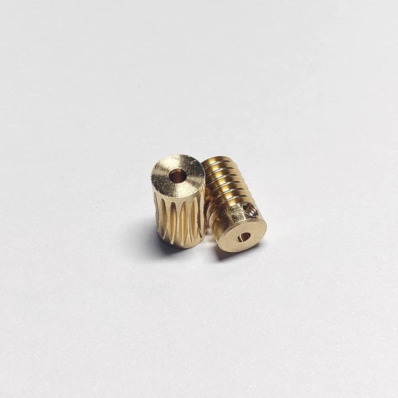 Enveloping Worm Wheel Gear 0.4M 15 Teeth 15 Times Reduction Ratio 2/3mm 90-Degree Transmission Mechanism Copper Gear