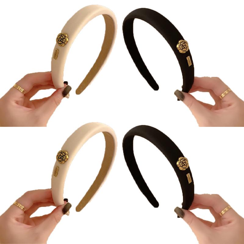 French retro sponge headband camellia decoration simple and elegant temperament hair band hair accessories