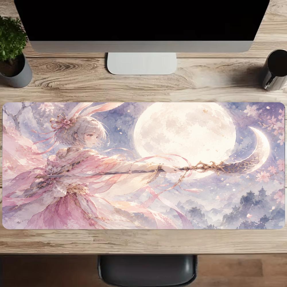 Anime Girl Big Size Mouse Pad Non-slip Rubber Easy To Clean Desk Mat for Home Office Daily Use Deskpad Keyboard Pad Mouse Mat