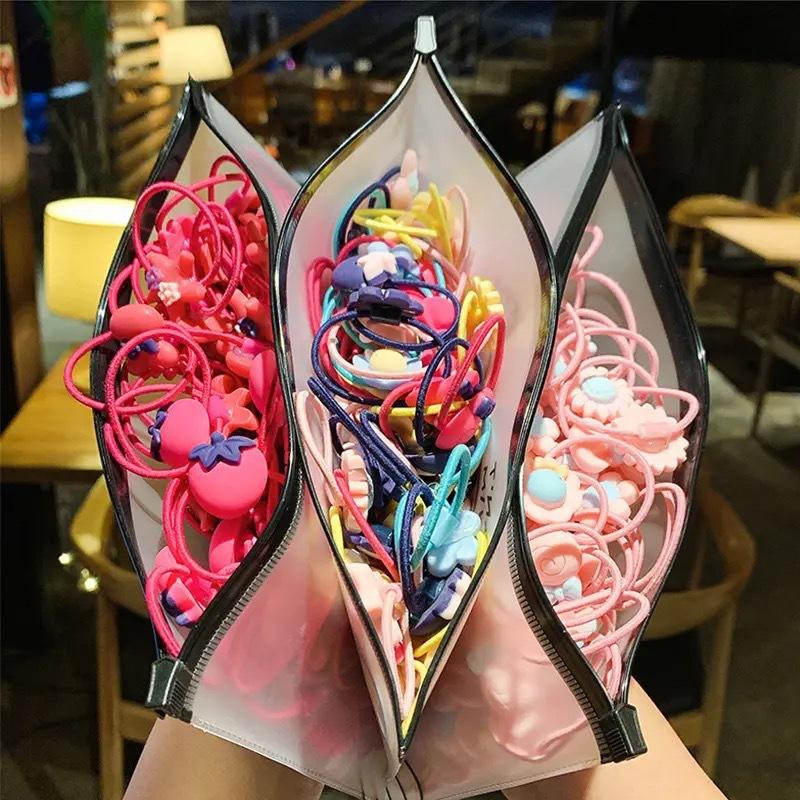 40pcs Cute Girl Tie Hair Rope Fruit Cartoon Children's Head Rope Female Baby Hair Circles Don't Hurt Hair, Hair Accessories.