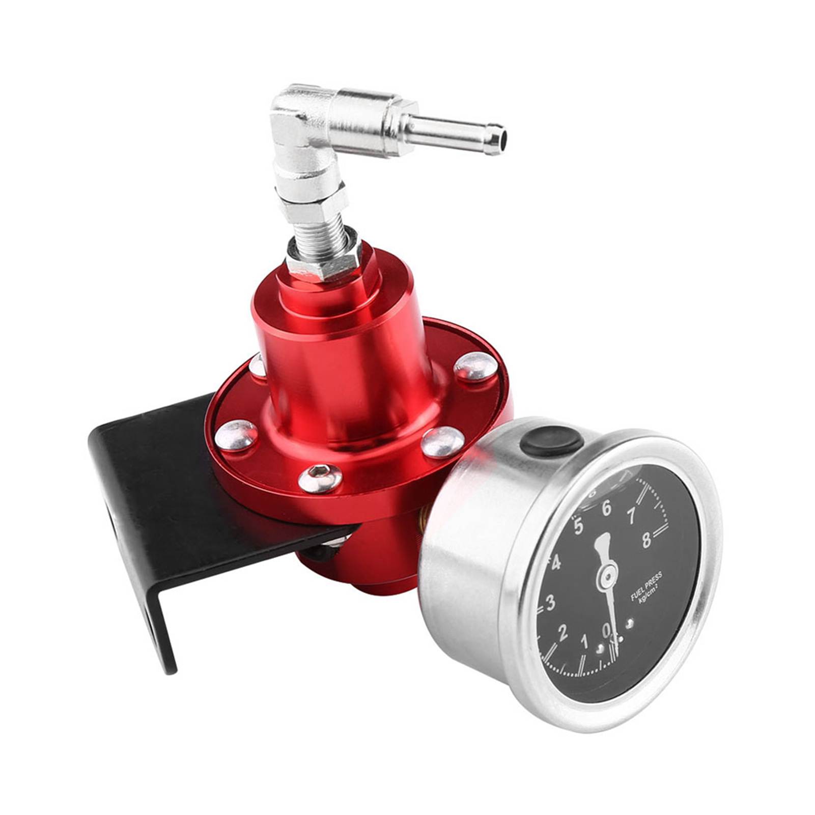 

Universal Aluminum Adjustable FPR Fuel Pressure Regulator with Gauge for Car Auto Red червоний