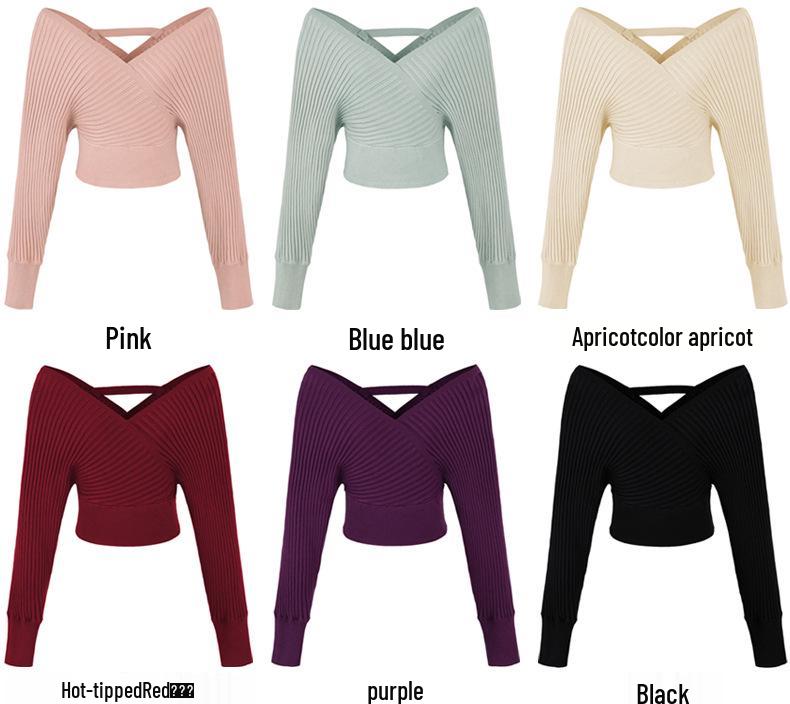 Korean Style 2026 V-Neck Off-Shoulder Knit Top + High-Waist Skirt Set for Women