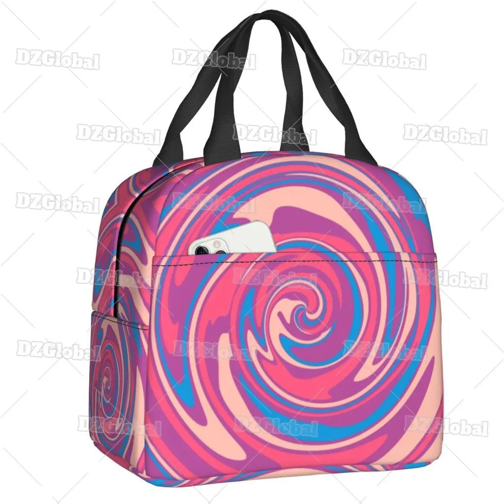 Liquid Swirl Abstract Pattern In Sage Green Insulated Lunch Bag Geometric Art Cooler Thermal Bento Box For Women Kids Food Bags