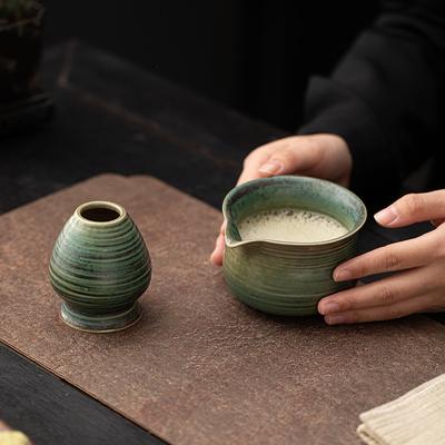 Ιαπωνικό Vintage Σετ Χτυπήματος Τσαγιού 2τμχ Μπολ Matcha από Γλασοποιημένο Κεραμικό με Βάση για το Chasen Αντίγραφο Δυναστείας Song Εργαλεία Καφέ & Τσαγιού