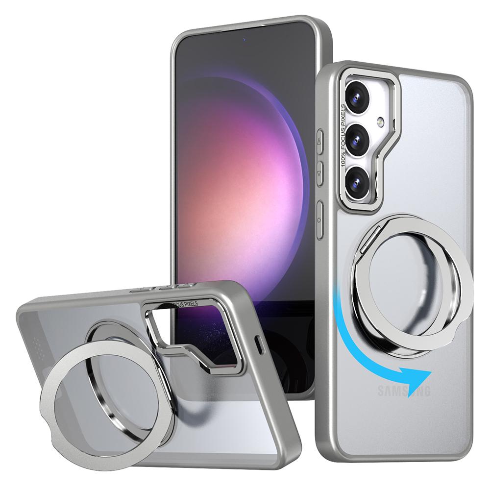 For Samsung Galaxy S25+ Case Rotating Magnetic Kickstand Acrylic+TPU Shockproof Phone Cover