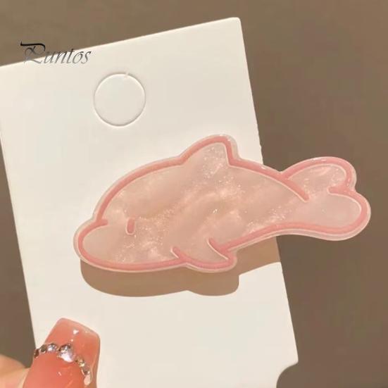 Acrylic Hairpin 4Pcs Girl Macaron Color Ocean Fish Shape Colorful Bone Hair Clip Clips Smooth Rounded Edges Daily Styling Accessory Playful Design