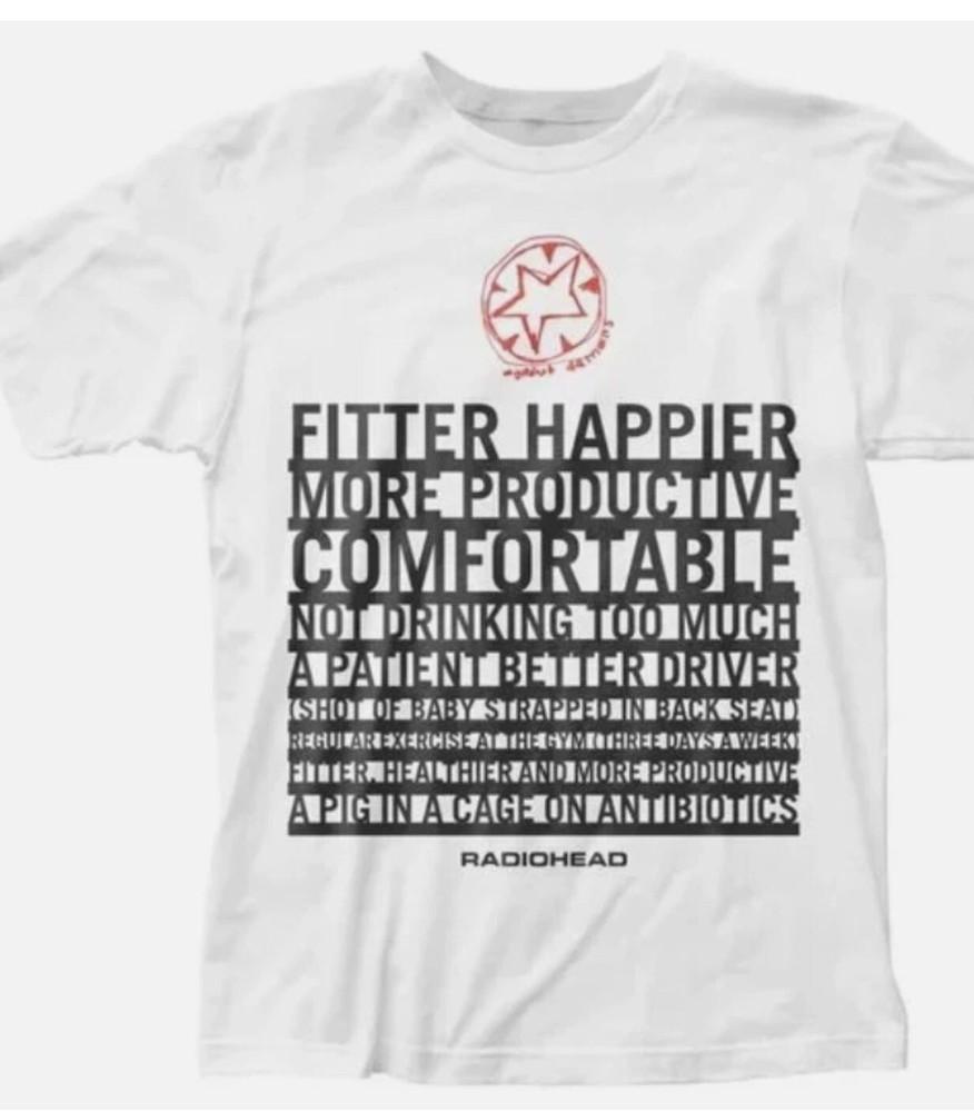 

Radiohead Fitter Happier Mens T Shirt White L
