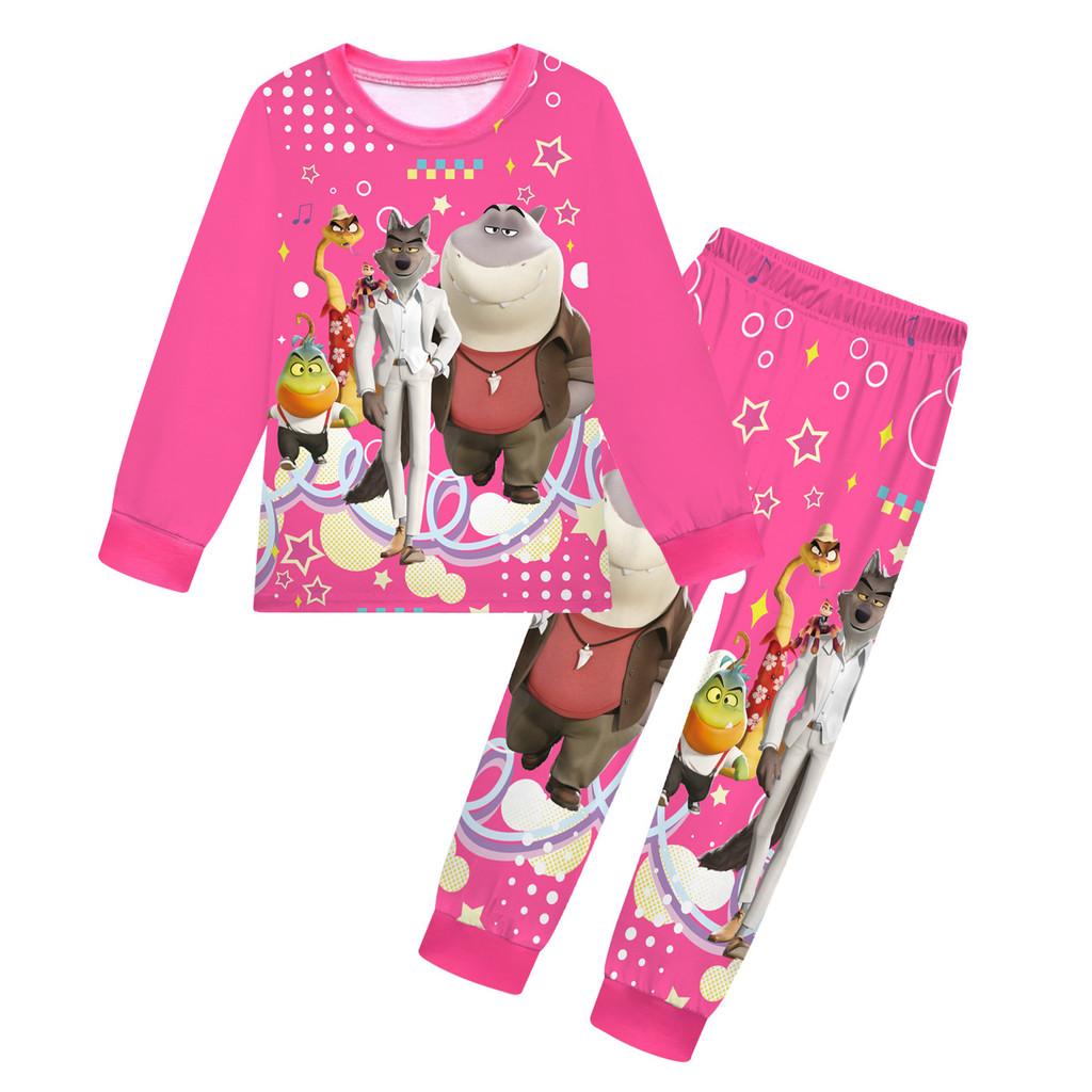 

Детский Аниме Мультяшный Принт Плохие Парни Повседневный Комплект Одежды Футболка с Длинными Рукавами и Брюки для Мальчиков и Девочек 140cm