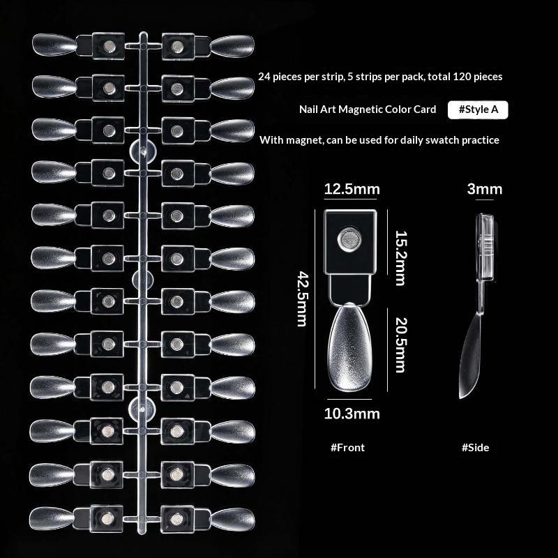 Magnetic False Nail Tip Color Chart 120Pcs Transparent Nail Polish Display Card for Manicure Practice Testing