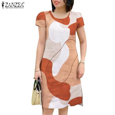 Vestidos Vintage de Mujer con Estampado Diario de Manga Corta