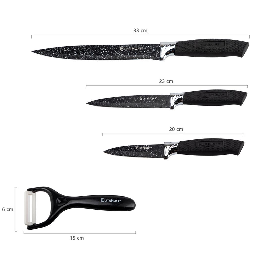 Set Of 3 Marble Kitchen Knives With Peeler E-6123