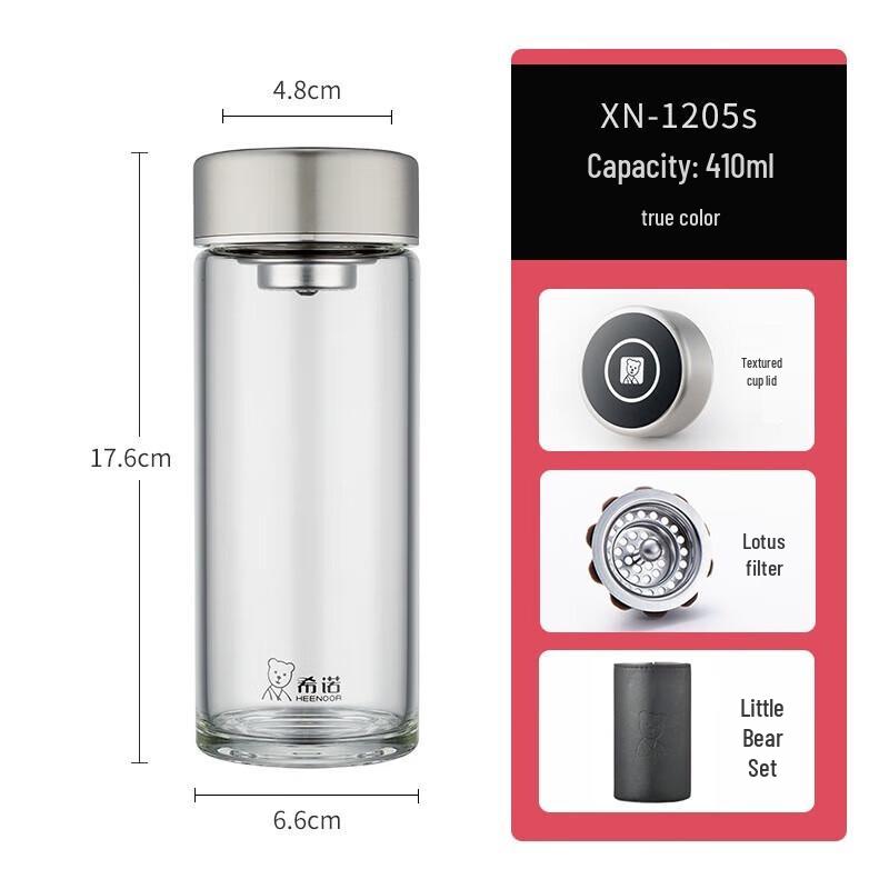 HEENOOR Premium Portable Glass Tea Bottle with Infuser