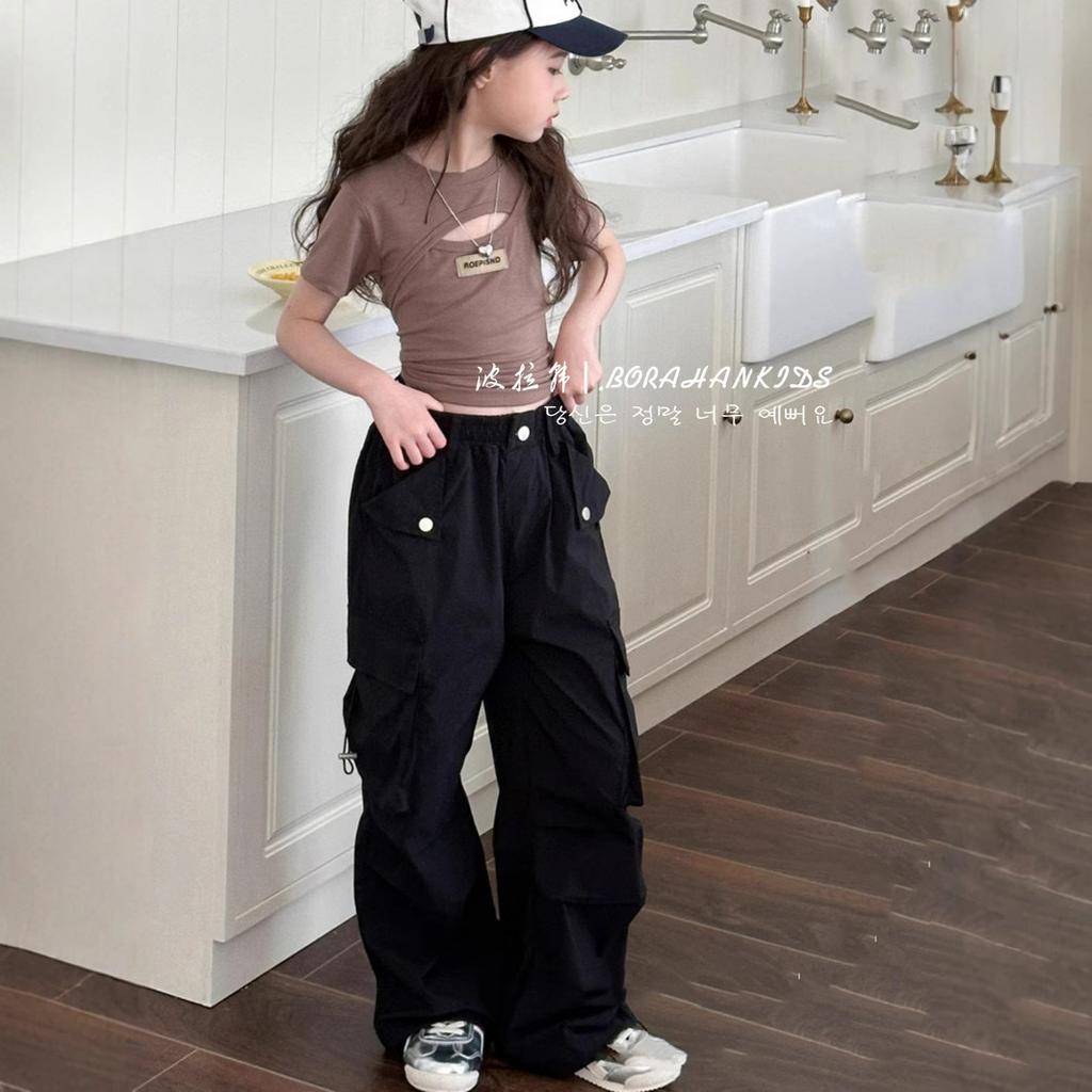 Girls' Western Style Overalls Spring and Summer Children's Casual Pants Big Children's Loose Straight-leg Pants Boys' Pants