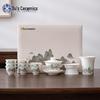 Su Shi Ceramic Landscape Sancai Gaiwan Tea Set