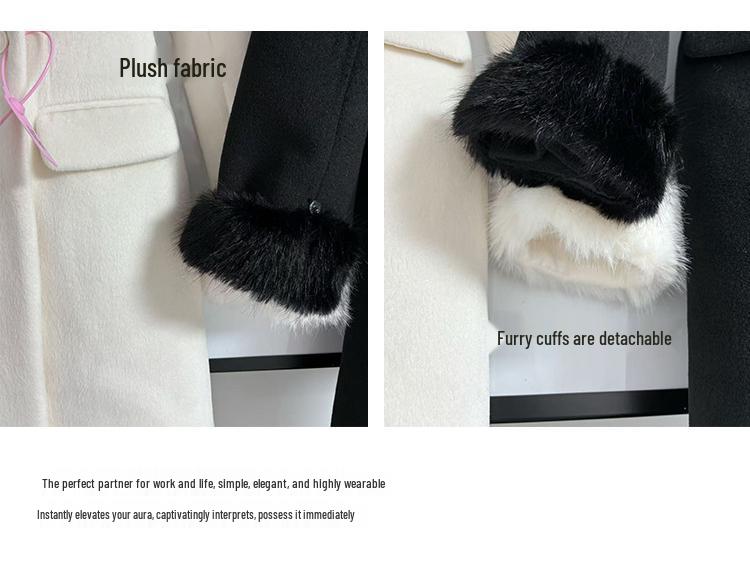 Women's Elegant White Wool Coat - Slimming High-End Winter 2024 Down Liner