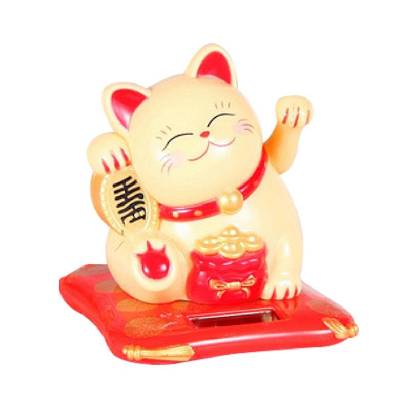 Chinese Lucky Cat Solar Powered Waving Hand Lucky Cat Car Decoration Figurine For Good Luck Welcome Waving Cat Sculpture