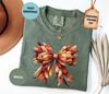 Comfort Colors Thanksgiving Turkey Bow Shirt, Thanksgiving Coquette Shirt, Turkey Fall Shirt, Women Thanksgiving T-Shirt, Autumn Women Tee
