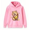 Kids Boys Girls Hooded Sweatshirt, Cute Happy Capybara Holding Lemon Print Pullover Hoodie, Soft Casual Long Sleeve Top for Children Daily Wear