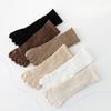 6 Pairs Women Spring and Autumn Pure Cotton Five Finger Socks Retro Solid Color Lace Striped Split Toe Socks Vintage Comfortable Socks