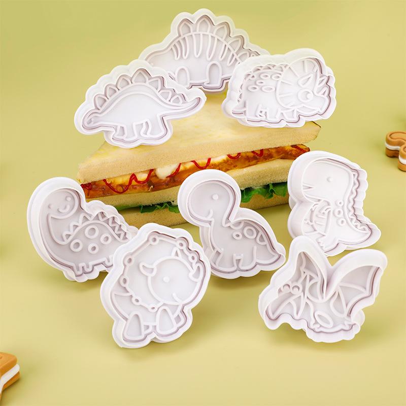 4Pcs/Set Dinosaur Cookie Plunger Cutter Cartoon Baking Mould Cookie Stamp Biscuit Mold Animal Shape Cookie Cutters Baking Tools