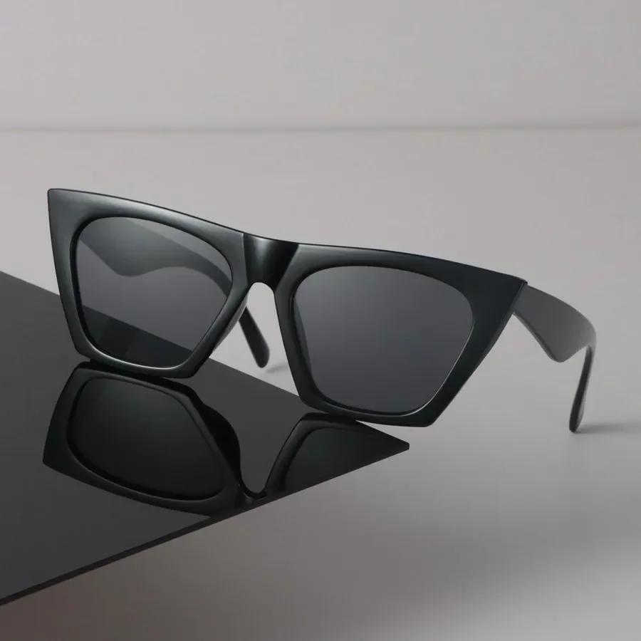 Seksowne kwadratowe okulary przeciwsłoneczne damskie męskie czarne okulary przeciwsłoneczne klasyczne designerskie okulary modne kocie oko lustrzane soczewki marka