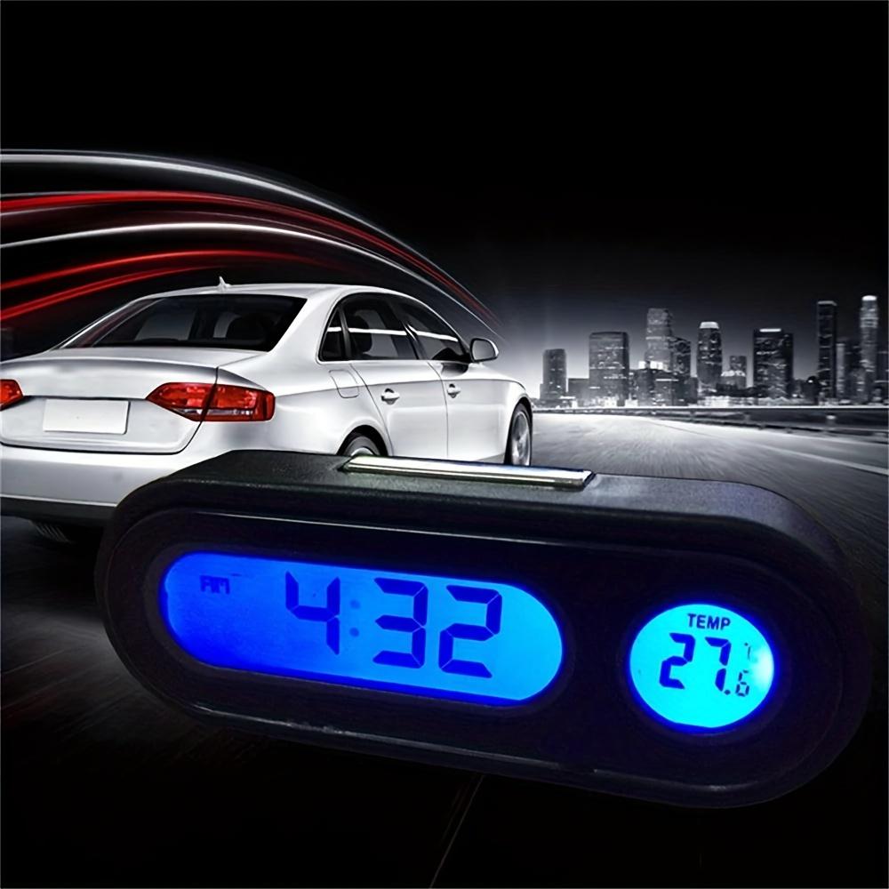 Compact Digital Car Clock - Luminous with LCD Backlight - Thermometer, Time Display, Car Interior Accessory