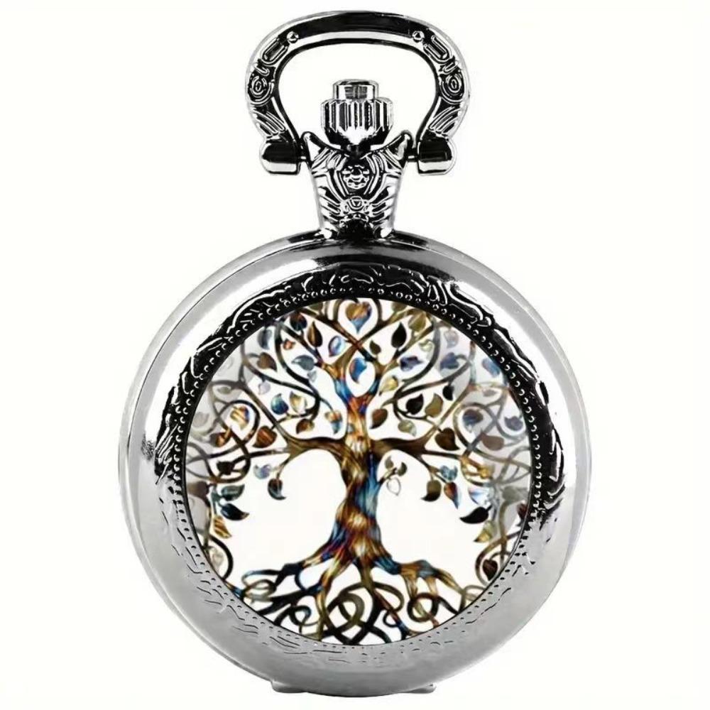 Color Pattern Medium Pocket Watch Retro Flip Decorative Necklace Watch Personality Trend Male and Female Students Quartz Watch