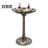 Ground Spike Bird Bath Pedestal Bath, Copper Resin Birdbaths Weather Resistant Floral Accents, Vintage Bronze Finish Garden Decor for