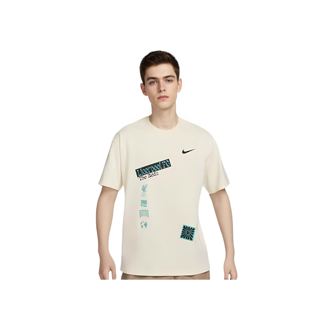 Nike Round Neck Pattern Printed Football Short Sleeve T-Shirt Men T-Shirts Coconut-Milk FZ8713113 2XL