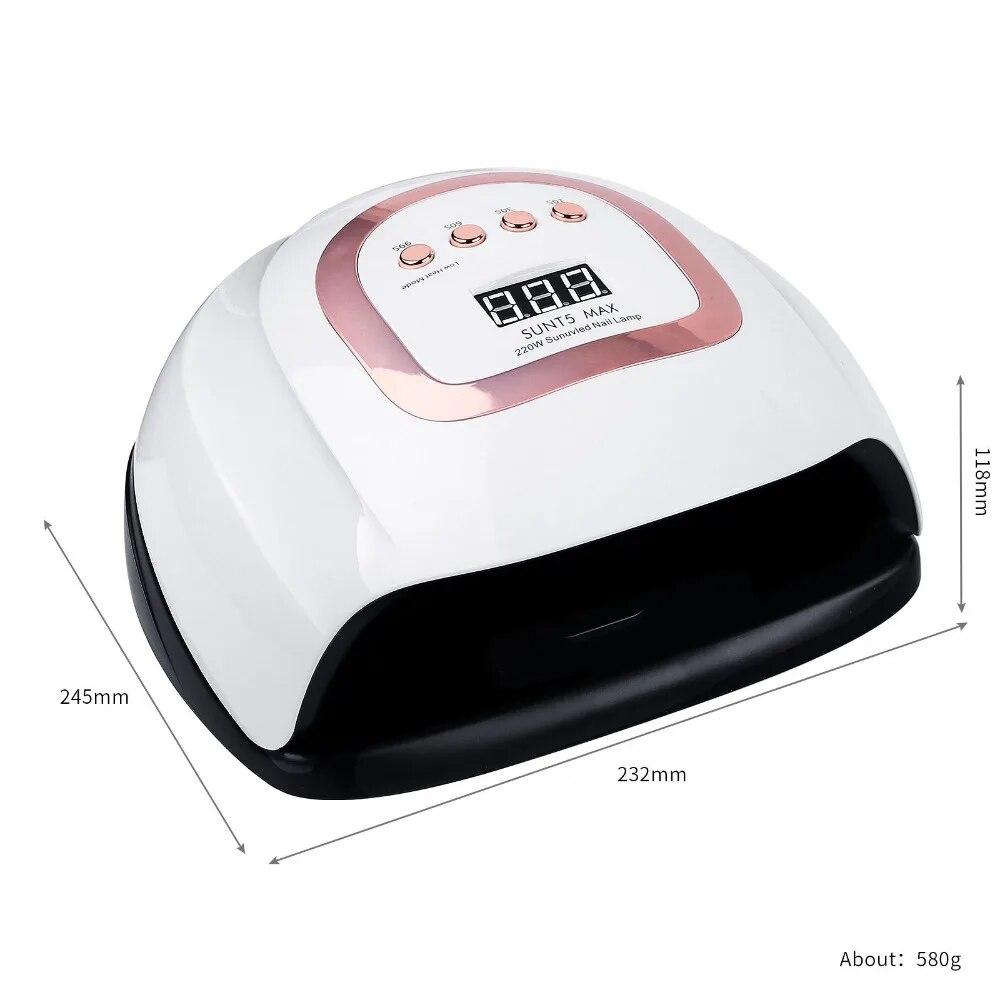 SUN T5 MAX 220W Nail Dryer Machine Drying All Gel Nail Polish Uv Led Nail Lamp Dryer With Sensor LCD Display
