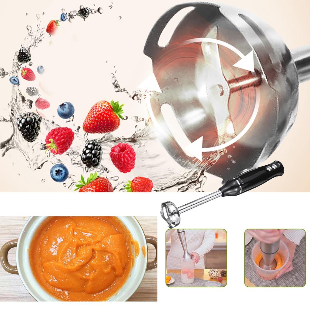 Elektrischer Edelstahl-Mixer 2 Geschwindigkeiten Mixer Handmixer Eierschläger Gemüsesaftpresse Mühle Zerkleinerer 4 in 1 Mit 700ml Becher