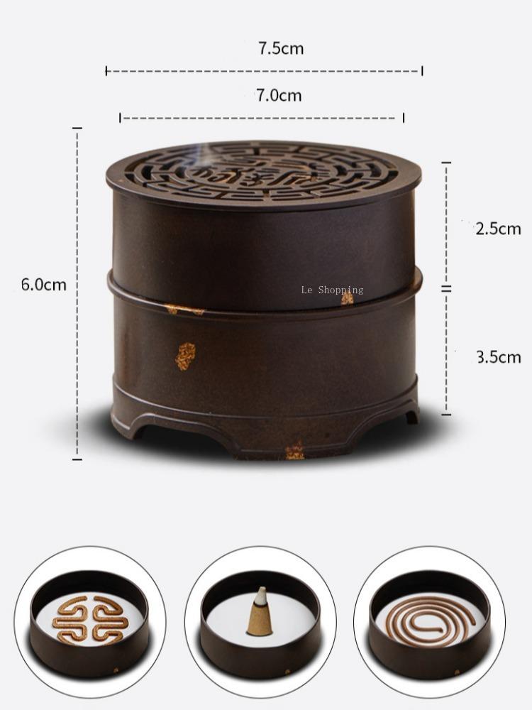Incense Seal One Body Censer Pure Cupper Dot Gold Zendo Indoor Office Scented Coil/tower Decoration Incense Seal Gift Box Set