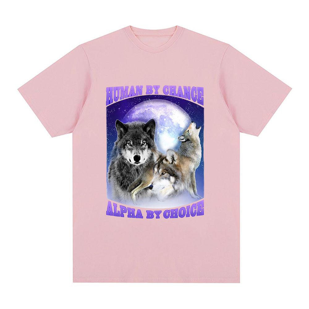 

Human By Chance Alpha By Choice Wolf Graphic T-shirt Women Fashion Vintage Short Sleeve T-shirts Cotton Loose Oversized T Shirts 3XL
