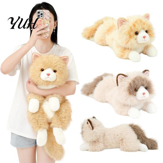 Simulation Kitten Doll Lifelike Ragdoll Cat Plush Toy, Realistic Stuffed Animal Pillow for Sleeping, Comfortable Bedside Companion 45cm Fluffy Pillow,