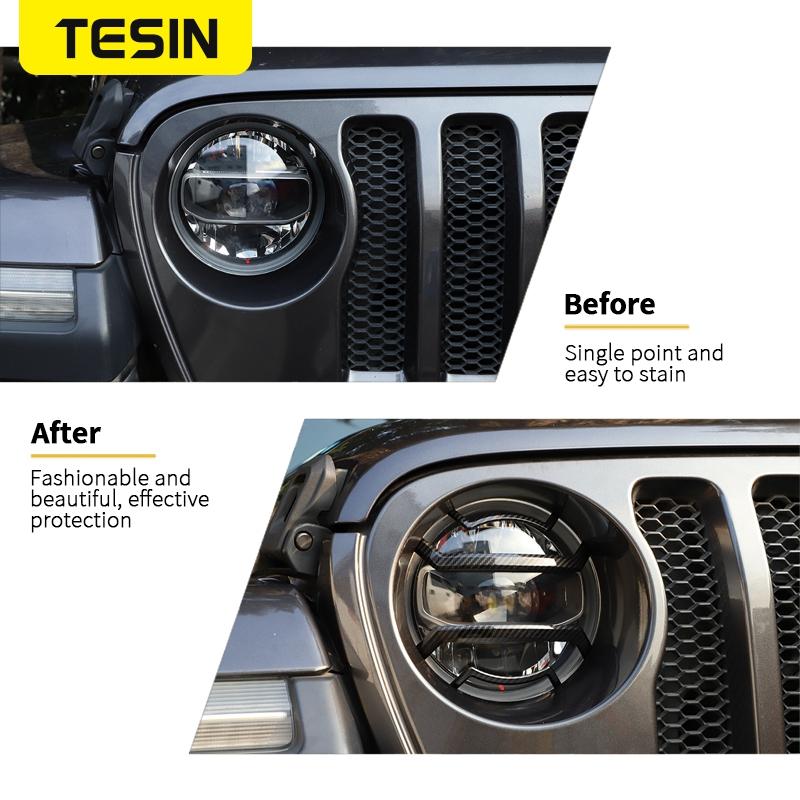 TESIN Lamp Hoods Car Front Head Light Tail Light Cover Rear Lamp Guards Protector Cover Accessories For Jeep Wrangler JL 2018
