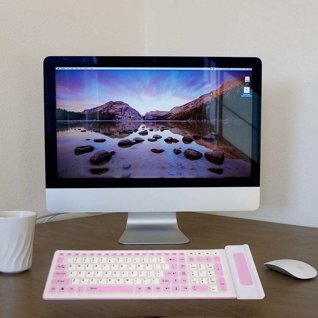Silicone Keyboard 107 Keys 2.4G Wireless USB Foldable Waterproof Dustproof Two Colors Silent Keyboard for PC Laptop