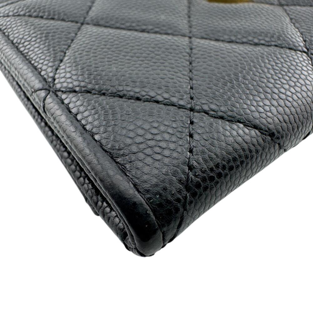 CHANEL Matelassé Caviar Skin leather Coin case black leather Used