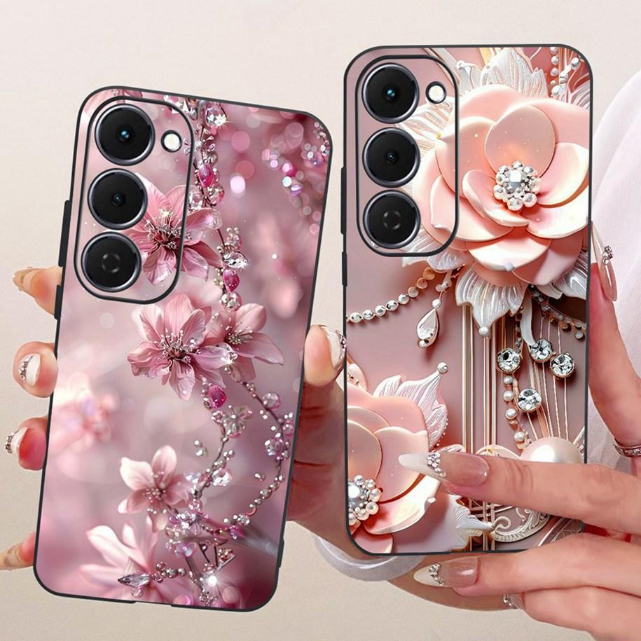 Case For Tecno Spark 40 Pro 40Pro+ 4G Cover Fashion Flower Phone Case Slim Black Silicone Soft Cover For Tecno Spark40 40C Shell